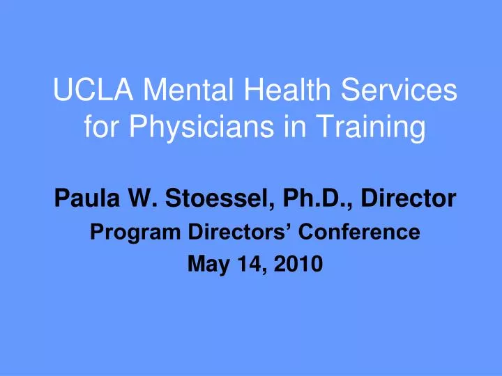 ucla mental health services for physicians in training