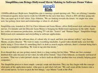 simplifilm.com brings hollywood movie making to software dem