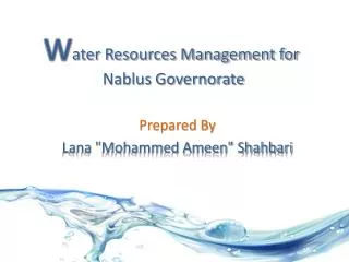 W ater Resources Management for Nablus Governorate