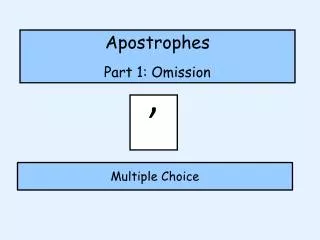Apostrophes Part 1: Omission