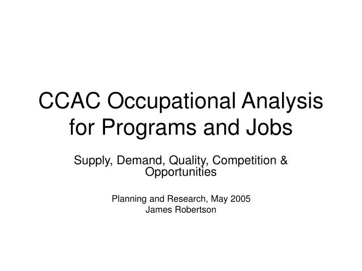 ccac occupational analysis for programs and jobs