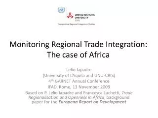 Monitoring Regional Trade Integration: The case of Africa