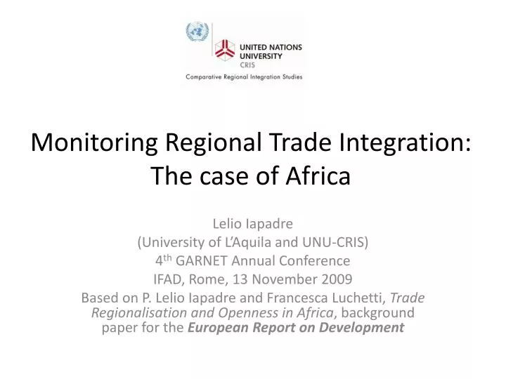 monitoring regional trade integration the case of africa