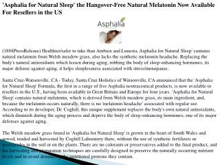 'asphalia for natural sleep' the hangover-free natural melat