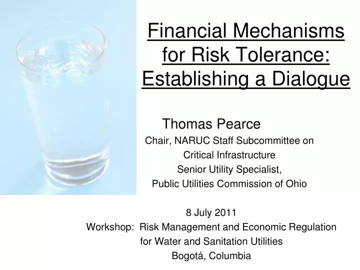 financial mechanisms for risk tolerance establishing a dialogue