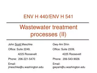 Wastewater treatment processes (II)
