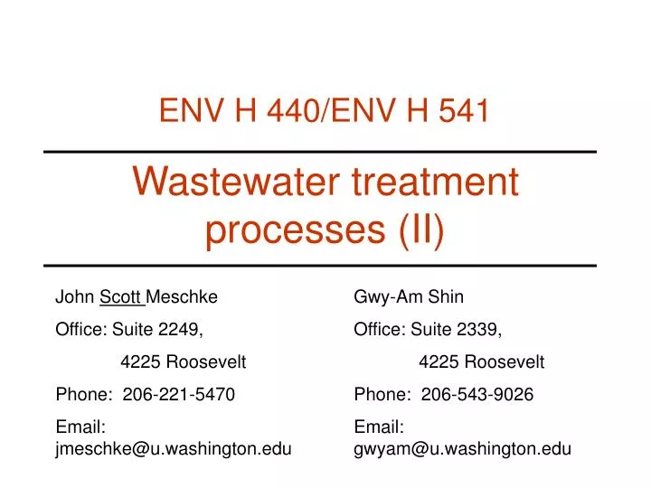 wastewater treatment processes ii