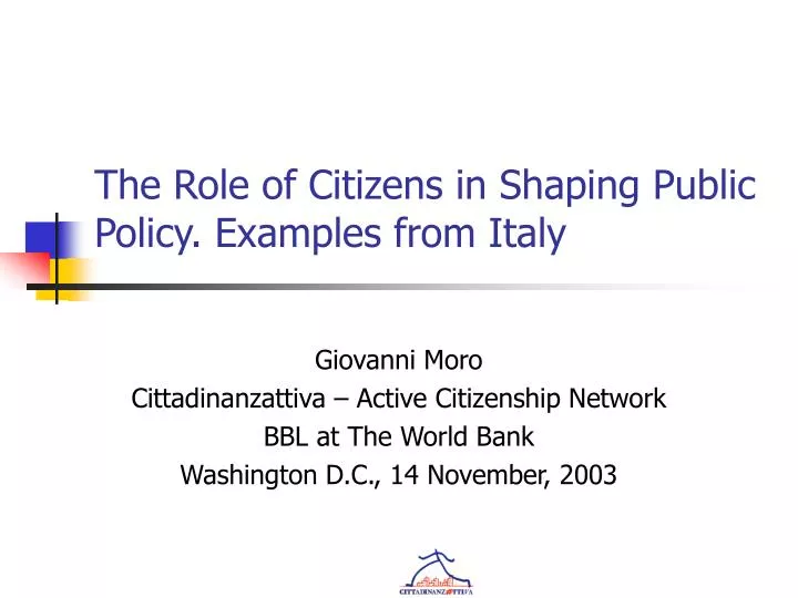 the role of citizens in shaping public policy examples from italy