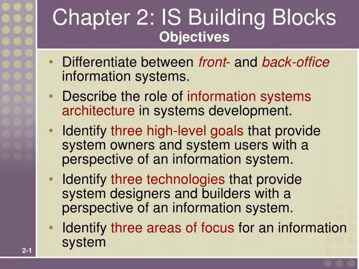 chapter 2 is building blocks objectives
