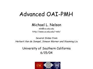Advanced OAI-PMH