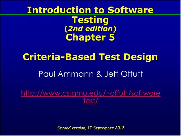 introduction to software testing 2nd edition chapter 5 criteria based test design