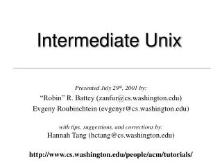 Intermediate Unix