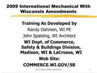 2009 International Mechanical With Wisconsin Amendments