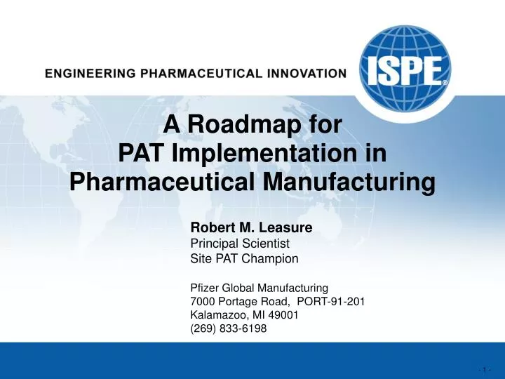 a roadmap for pat implementation in pharmaceutical manufacturing