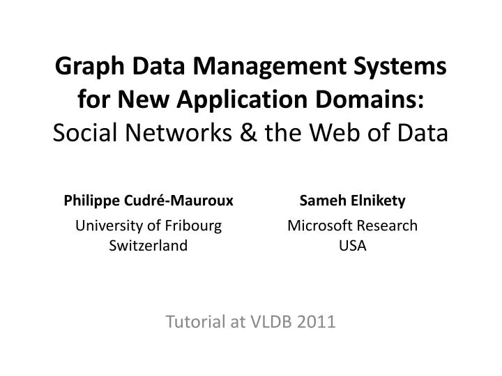 graph data management systems for new application domains social networks the web of data