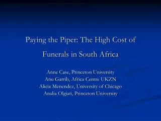 Paying the Piper: The High Cost of Funerals in South Africa