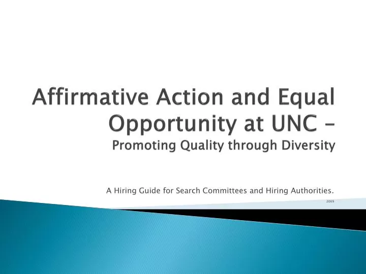 affirmative action and equal opportunity at unc promoting quality through diversity