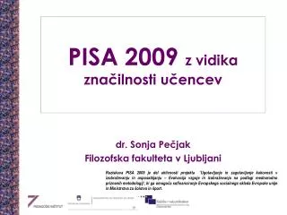 PISA 2009 z vidika značilnosti učencev