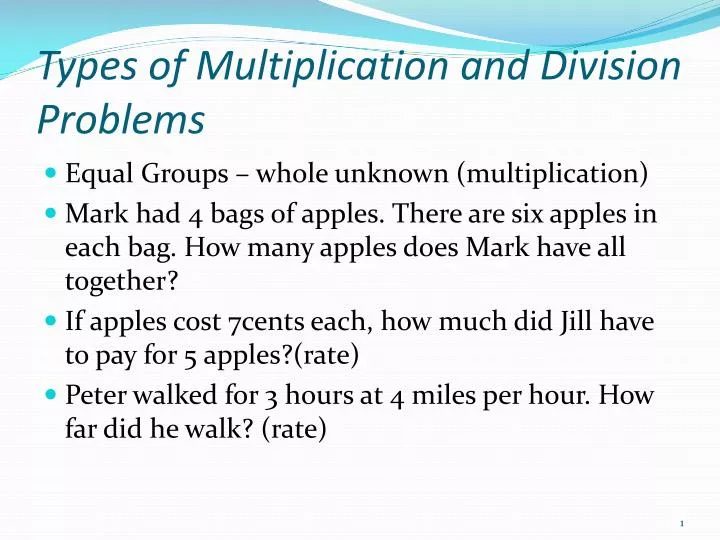 types of multiplication and division problems