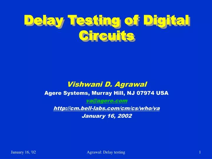 delay testing of digital circuits