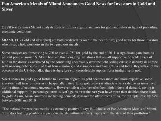 pan american metals of miami announces good news for investo