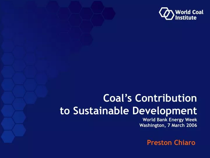 coal s contribution to sustainable development world bank energy week washington 7 march 2006