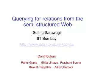 Querying for relations from the semi-structured Web