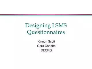 Designing LSMS Questionnaires