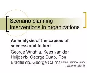 Scenario planning interventions in organizations