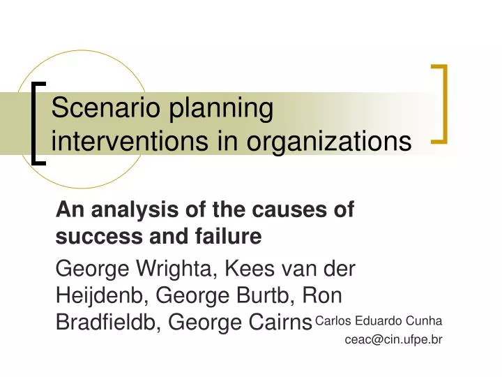 scenario planning interventions in organizations