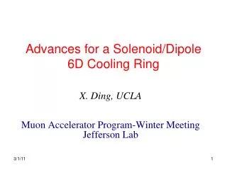 Advances for a Solenoid/Dipole 6D Cooling Ring