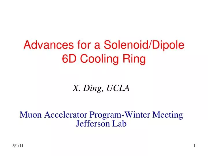 advances for a solenoid dipole 6d cooling ring
