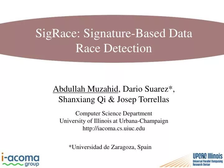 sigrace signature based data race detection