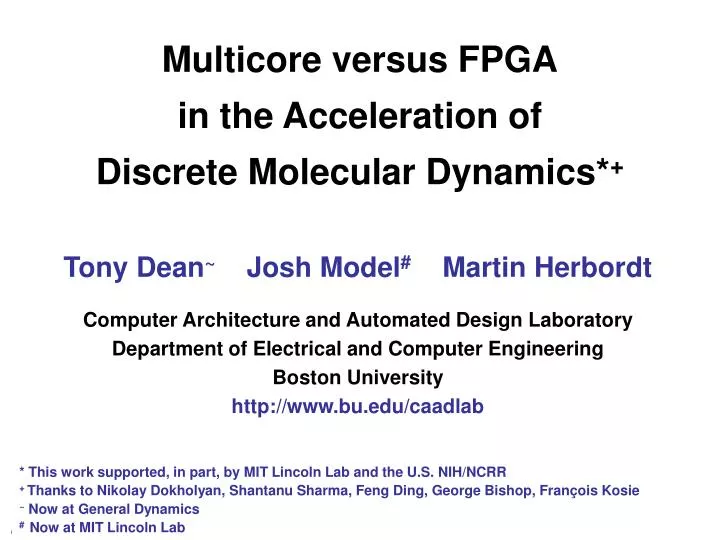 multicore versus fpga in the acceleration of discrete molecular dynamics