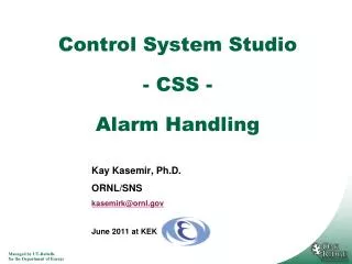 Control System Studio - CSS - Alarm Handling