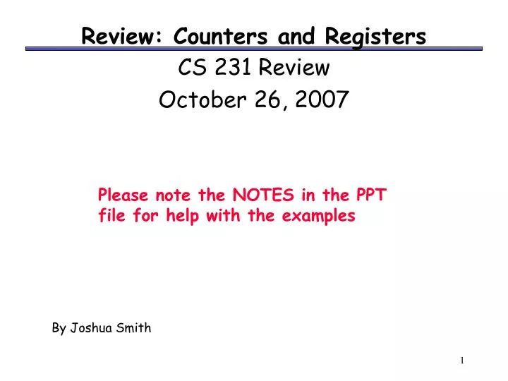 review counters and registers