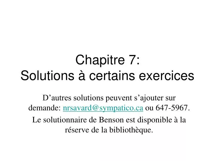 chapitre 7 solutions certains exercices