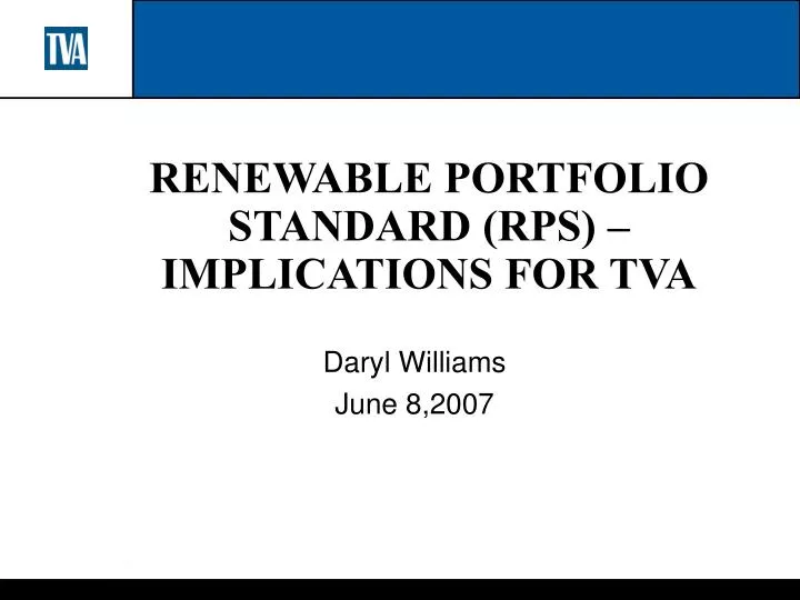 renewable portfolio standard rps implications for tva