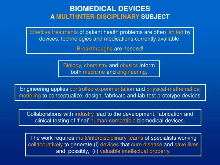 biomedical devices a multi inter disciplinary subject