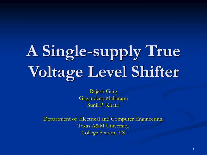 a single supply true voltage level shifter