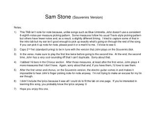 Sam Stone (Souvenirs Version)