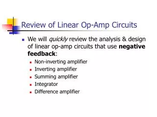 Review of Linear Op-Amp Circuits