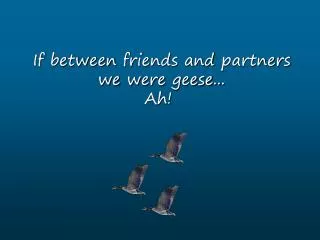 If between friends and partners we were geese ... Ah!