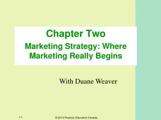 Chapter Two Marketing Strategy: Where Marketing Really Begins