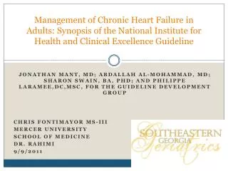Management of Chronic Heart Failure in Adults: Synopsis of the National Institute for Health and Clinical Excellence Gui