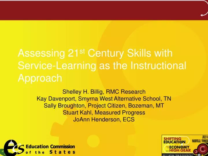 assessing 21 st century skills with service learning as the instructional approach