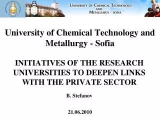 University of Chemical Technology and Metallurgy - Sofia