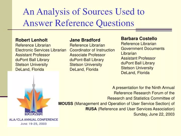an analysis of sources used to answer reference questions