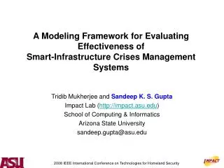 A Modeling Framework for Evaluating Effectiveness of Smart-Infrastructure Crises Management Systems