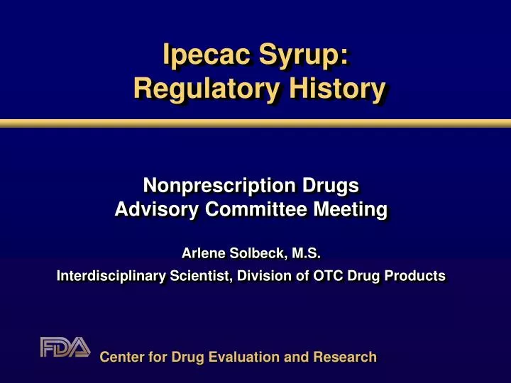ipecac syrup regulatory history